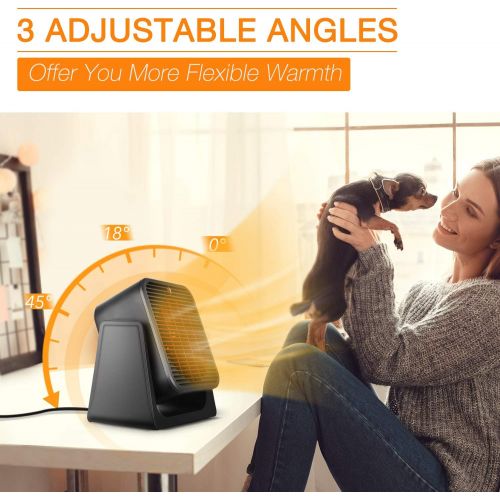  TRUSTECH Space Heater for Small Room ? Portable Personal Quiet Electric Ceramic Combo Heater Fan for All Year Around, Fast Heating, Tip Over & Overheat Protection Air Circulating for Home,