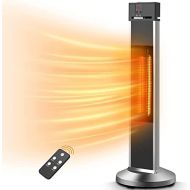 Patio Heater-Trustech Space Heater Infrared Heater w/Remote, 24 Timing Auto Shut Off Radiant Heater, 500/1000/1500W, Super Quiet 3s Instant Warm Vertical Electric Heater for Big Ro