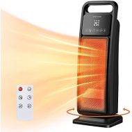 Trustech Electric Space Heater for Indoor Use, 1500W Fast-heating 60°Oscillating Ceramic Space Heater with Remote Thermostat Tip-over Overheat Protection Space Heater w/ 12H Timer