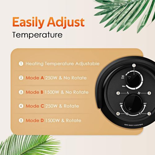  TRUSTECH 2-In-1 Space Radiant Heater - 120° Oscillation Infrared Heater for Indoor, 1500W Electric Heater, 4 Heating Modes, Garage Heater with Dual-Protection, Quiet Fast Heating Patio Heat