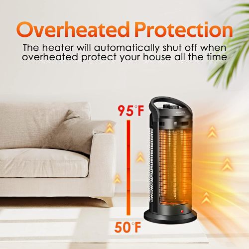  TRUSTECH 2-In-1 Space Radiant Heater - 120° Oscillation Infrared Heater for Indoor, 1500W Electric Heater, 4 Heating Modes, Garage Heater with Dual-Protection, Quiet Fast Heating Patio Heat