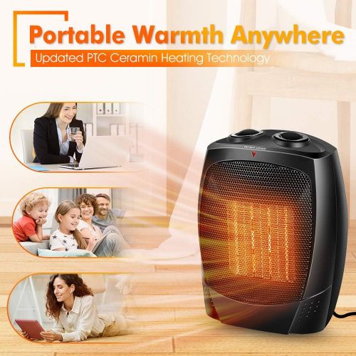  TRUSTECH Space Heater, 1500W Ceramic Desk Space Heaters for Indoor Use, 3s Fast Heating Electric Space Heater with Thermostat, 3 Modes, Tip-over & Overheat Protection, Portable Sma