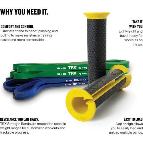  TRX Bandit Handles, Pair with Strength Bands (Not Included), for Home Gyms, Strength Training, and Intensifying Workouts