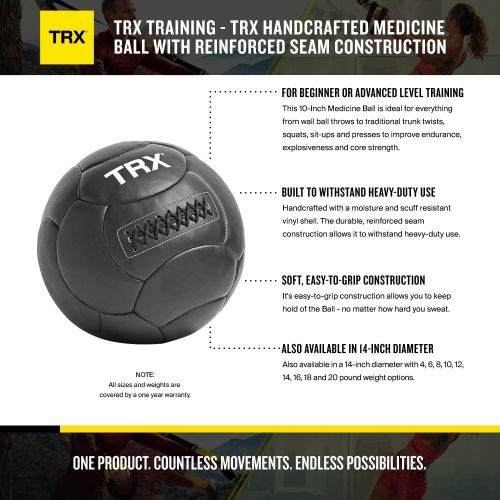  TRX Training Medicine Ball, Handcrafted with Reinforced Seams