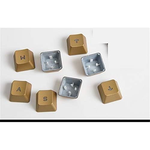  TS Keycap 8 Keys Romer-G Backlit Keycap WASD Arrow Gaming Switch Double Shot Laser Carving Keyset for Logitech G910 G810 G413 G512 G513 G810 G413 G310 G613 Mechanical Keyboard Replace (Gold)