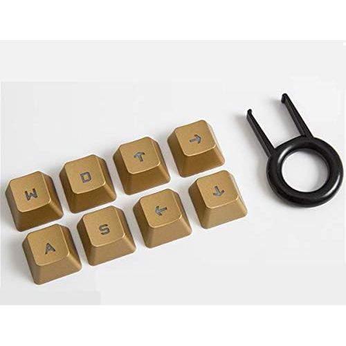  TS Keycap 8 Keys Romer-G Backlit Keycap WASD Arrow Gaming Switch Double Shot Laser Carving Keyset for Logitech G910 G810 G413 G512 G513 G810 G413 G310 G613 Mechanical Keyboard Replace (Gold)