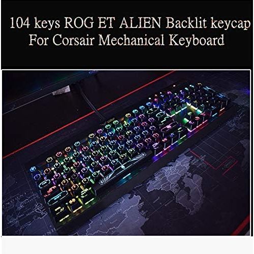  TS Keycap 104 Keys ET Alien Backlit Keycap for Corsair K65 K70 RGB LUX K95 Platinum Strafe Razer Punisher Black Widow Mechanical Keyboard