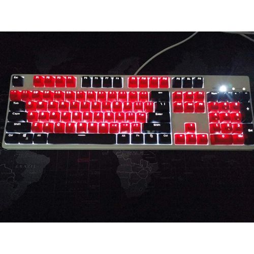  TS Keycap 87/104 Key Doubleshot Red-Black PBT Backlit Keycap Caps for Cherry MX Gaming Mechanical Keyboard (87 Keys)