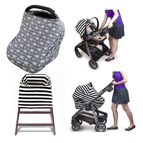 TSD STORY Premium 6 in 1 Car Seat Cover, Baby Car seat Canopy,Nursing Cover Nursing Scarf, Shopping Cart Covers Grocery Trolley Cover,High Chair Cover,Unisex Carseat Cover Canopy Perfect Gif