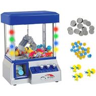 TSF TOYS Claw Game Machine-Kids Mini Arcade Grabber- Toy Candy Dispenser Crane Toy-with LED Lights and Adjustable Sound SwitchBonus 24 Prizes (Blue)