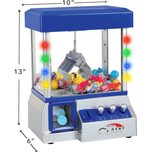  TSF TOYS Claw Game Machine-Kids Mini Arcade Grabber- Toy Candy Dispenser Crane Toy-with LED Lights and Adjustable Sound SwitchBonus 24 Prizes (Blue)