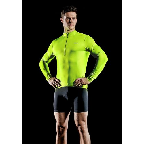  TSLA Mens Long Sleeve Bike Cycling Jersey, Quick Dry Breathable Reflective Biking Shirts with 3 Rear Pockets