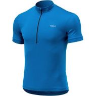 TSLA Mens Cycling Triathlon Jersey Bike Breathable Reflective Quick Dry Short Sleeve Biking Shirt