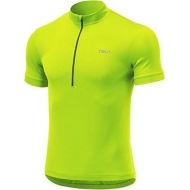 TSLA Mens Short Sleeve Bike Cycling Jersey, Quick Dry Breathable Reflective Biking Shirts with 3 Rear Pockets