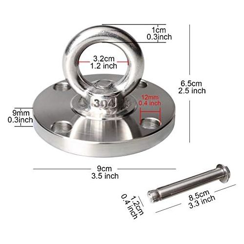  TSSS Outdoor Indoor Hangematte Haken Set Bis 500 kg Tragfahigkeit, SUS 304 Edelstahl Befestigungshaken Deckenbefestigung Haken-Sockel Hangeschaukel Yoga Hangesessel Halterung + 6 S