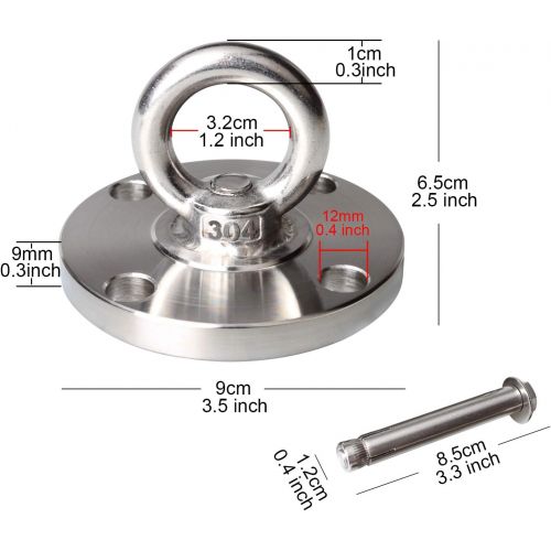  TSSS Outdoor Indoor Hangematte Haken Set Bis 500 kg Tragfahigkeit, SUS 304 Edelstahl Befestigungshaken Deckenbefestigung Haken-Sockel Hangeschaukel Yoga Hangesessel Halterung + 6 S