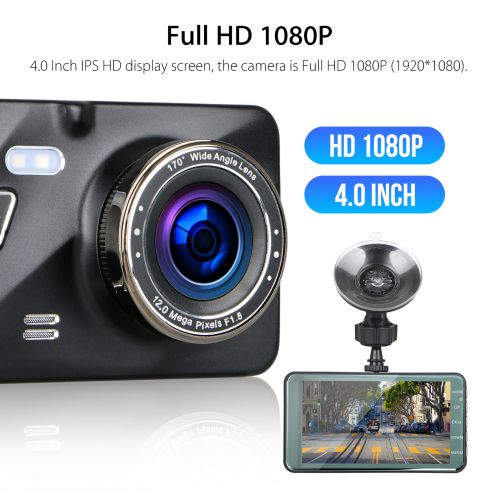  Dash Camera for Cars,TSV 4 Dash Cam FHD 1080P Car Vehicle Dashboard DVR Camera Video Recorder with Micro SD Card Slot ,Black