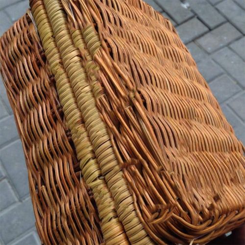  TSY Retro Wicker Suitcase,Brown Wicker Picnic Basket Rattan Storage Box Travel Suitcase