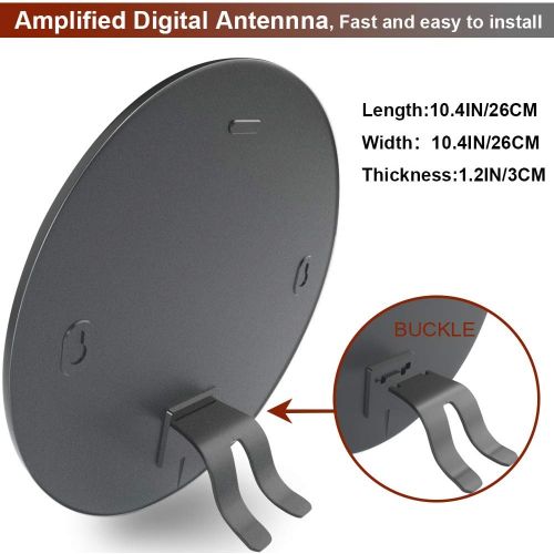  TS-ant 2022 Upgraded Digital TV Antenna Up to 420 Miles Range, Indoor/Outdoor Amplified Antenna Support 360° Signal Reception 4K 1080P All Old TVs, with Smart Amplifier Signal Booster/33f