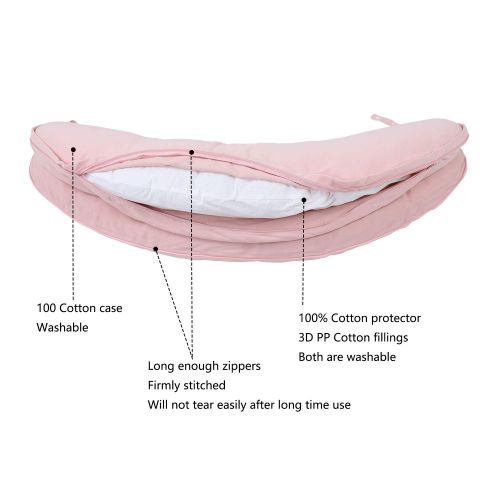  TT TABTOP SMARTER TabTop Breastfeeding Pillow with Buckel to Waist, Nursing Pillow and Kids Sleeping Mattress Two in One Pink Color Feeding Pillow