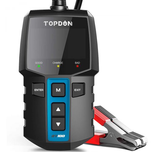  TT TOPDON Car Battery Tester 12V Load Tester, TOPDON BT100 100-2000 CCA Automotive Alternator Tester Digital Auto Battery Analyzer Charging Cranking System Tester for Car Truck Motorcycle AT