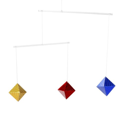  TT.Remax Handmade Montessori mbolies 4set Octahedron mbolie Munari Mobile Gobbi Mobile Dancers Mobile Help Shape and Color Recognition(4 Mobiles with Blue Gobbi)