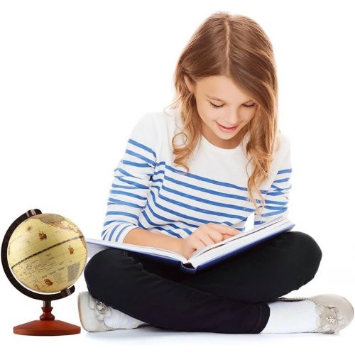  [아마존베스트]TTKTK Mini Vintage World Globe Antique Decorative Desktop Globe Rotating Earth Geography Globe Wooden Base Educational Globe Wedding Gift with Magnifying Glass