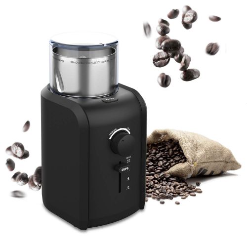  TTLIFE Kaffeemuehle Elektrisch Coffee Grinder Espresso Muehle 70g Fassungsvermoegen 2-12 Tasse Einstellbar 5 Stufen-Mahlgrad mit Edelstahlbehalter fuer Kaffeebohnen Nuesse Gewuerze Getre