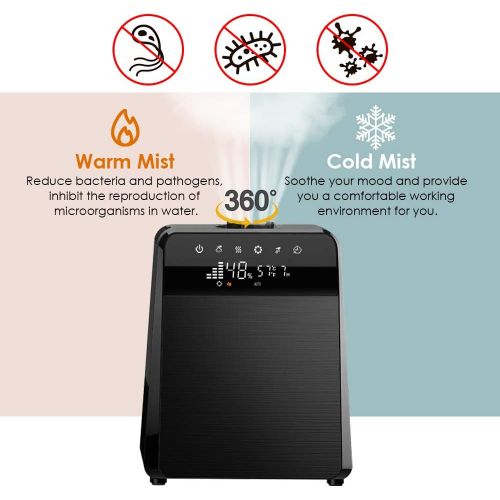  TTLIFE Ultrasonic Humidifiers Large Room, 5.5L Ionic Warm and Cool Mist Humidifiers for Bedroom Baby, Steam Vaporizer air humidifier with Essential Oils and Remote, Whisper Quiet C