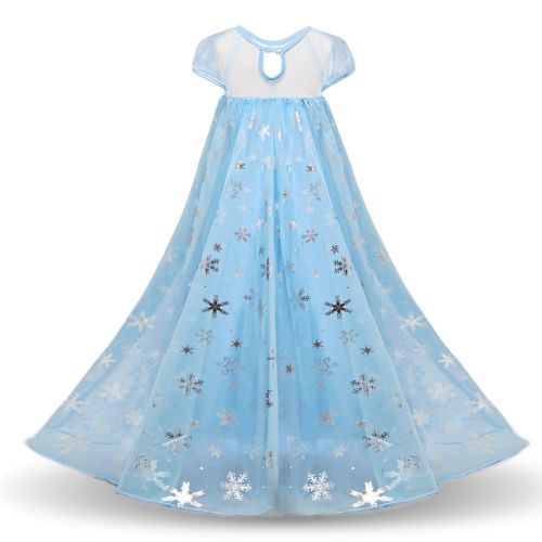  TTMOW Snow Queen Princess Elsa Costumes Birthday Dress Up for Little Girls with 6 Packs Accessories