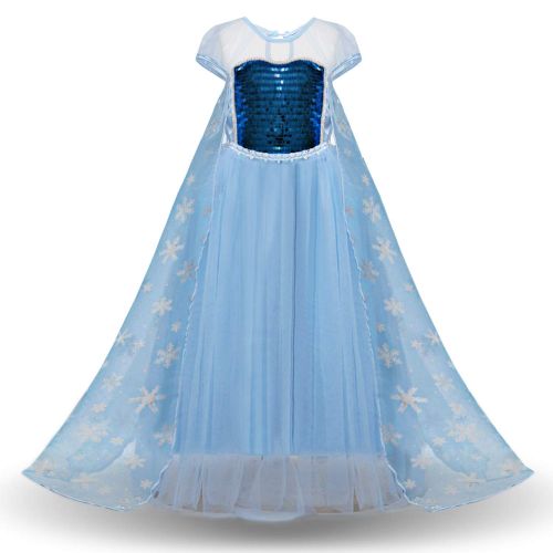  TTMOW Snow Queen Princess Elsa Costumes Birthday Dress Up for Little Girls with 6 Packs Accessories