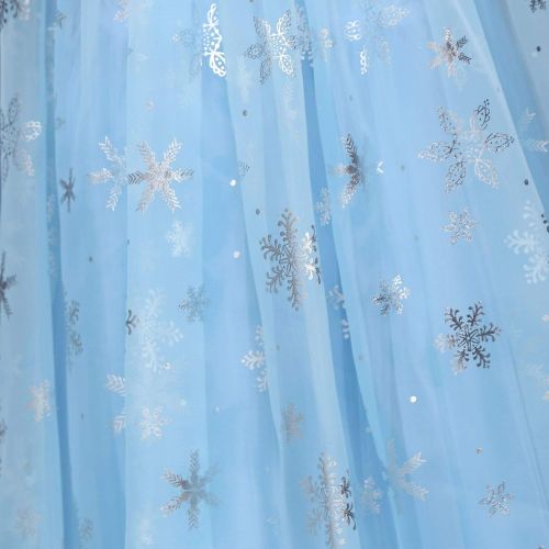  TTMOW Snow Queen Princess Elsa Costumes Birthday Dress Up for Little Girls with 6 Packs Accessories