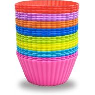 24 Pack Silicone Baking Cups Reusable Muffin Liners Non-Stick Cup Cake Molds Set Cupcake Silicone Liner Standard Size Silicone Cupcake Holder Reusable Cupcake Liners Christmas Gift (8 Rainbow Colors)