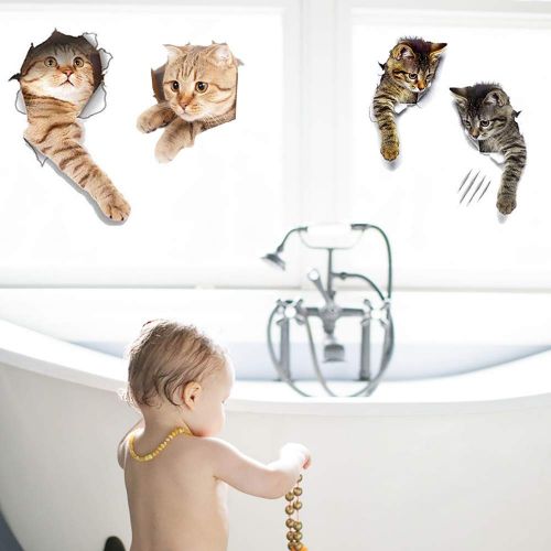  TTSAM 12PCS Beautiful Cat Stickers, 6PCS Bigger Stickers for Wall Toilet 6PCS Smaller Suitable for Mobile Phone...