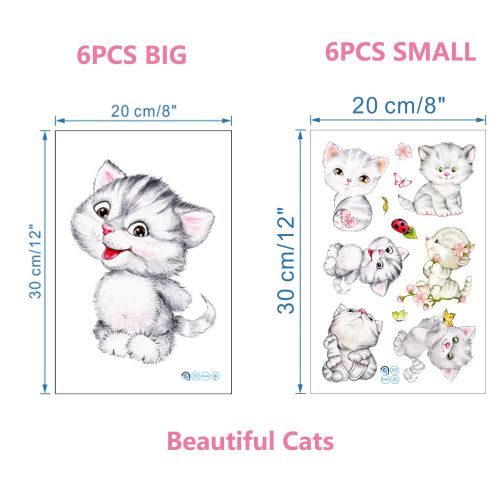  TTSAM 12PCS Beautiful Cat Stickers, 6PCS Bigger Stickers for Wall Toilet 6PCS Smaller Suitable for Mobile Phone...