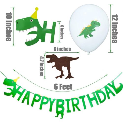  TTSAM Dinosaur Themed Happy Birthday Banner Party Decorations,Jurassic World Party Supplies Set for Kids Birthday Parties and Baby Shower Dino Birthday Colorful Felt Banner Latex Dinosau