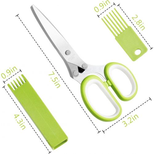  [아마존베스트]TTSAM Herb Cutter Scissors 5 Blade Scissors Kitchen Multipurpose Cutting Shear with 5 Stainless Steel Blades & Safety Cover & Cleaning Comb Cilantro Scissors Sharp Shredding Shears Chris