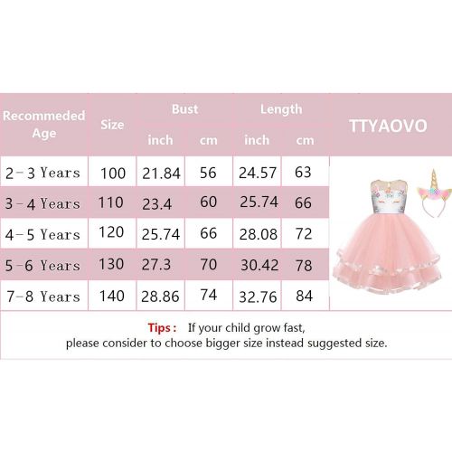  TTYAOVO Baby Girls Unicorn Costume Halloween Birthday Party Princess Dress