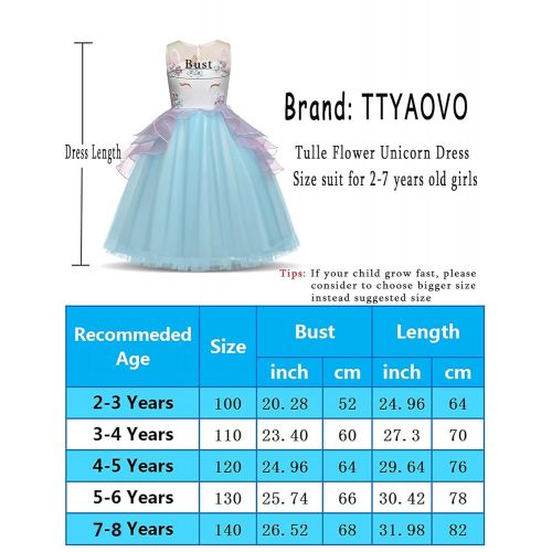  TTYAOVO Girls Unicorn Costume Dress Kids Pageant Flower Princess Party Dresses