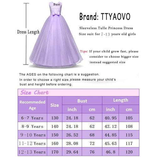  TTYAOVO Girls Pageant Ball Gowns Kids Chiffon Embroidered Wedding Party Dress