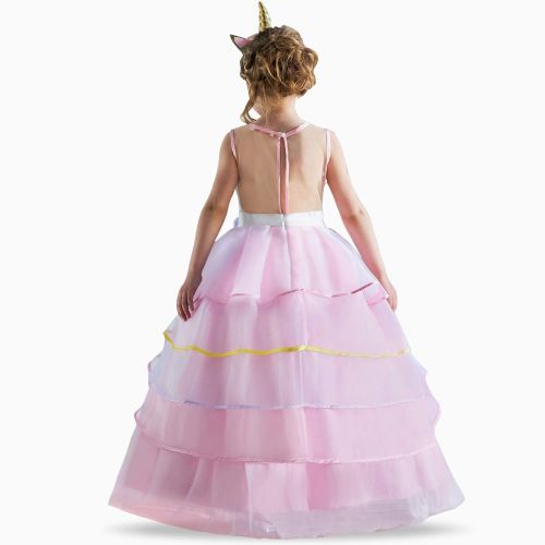  TTYAOVO Girls Embroidered Lace Princess Pageant Ball Gowns Wedding Party Dress