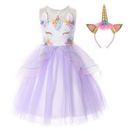 TTYAOVO Girls Unicorn Costume Dress Kids Pageant Flower Princess Party Dresses