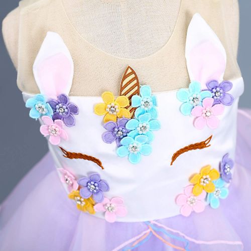  TTYAOVO Girls Unicorn Costume Dress Kids Pageant Flower Princess Party Dresses