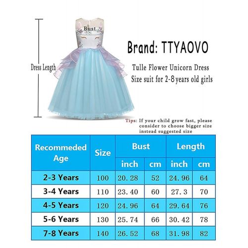  TTYAOVO Girls Unicorn Costume Dress Kids Pageant Flower Princess Party Dresses