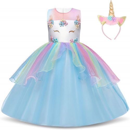  [아마존 핫딜] [아마존핫딜]TTYAOVO Girls Unicorn Costume Dress Kids Pageant Flower Princess Party Dresses