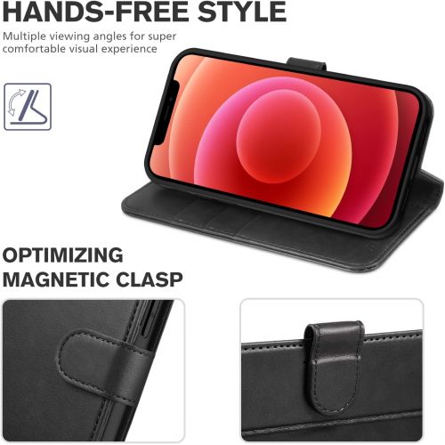  [아마존베스트]TUCCH Wallet Case for iPhone 12 Pro/iPhone 12 5G, RFID Blocking Card Slot Stand [Shockproof TPU Interior Case] PU Leather Magnetic Protect Flip Cover Compatible with iPhone 12/12 P