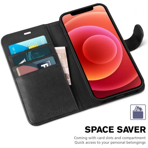  [아마존베스트]TUCCH Wallet Case for iPhone 12 Pro/iPhone 12 5G, RFID Blocking Card Slot Stand [Shockproof TPU Interior Case] PU Leather Magnetic Protect Flip Cover Compatible with iPhone 12/12 P