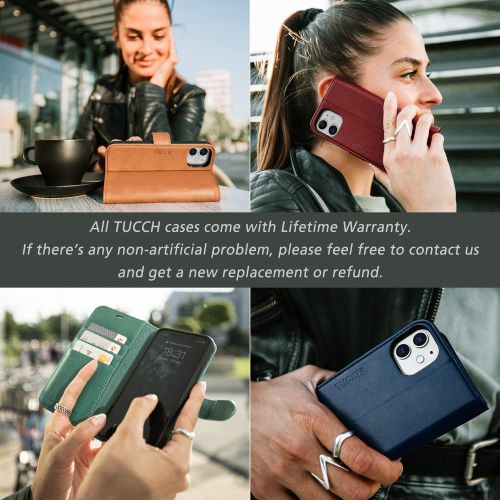  [아마존베스트]TUCCH Wallet Case for iPhone 12 Pro/iPhone 12 5G, RFID Blocking Card Slot Stand [Shockproof TPU Interior Case] PU Leather Magnetic Protect Flip Cover Compatible with iPhone 12/12 P