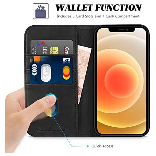  [아마존베스트]TUCCH Wallet Case for iPhone 12 Pro/iPhone 12 5G, Premium PU Leather Flip Folio Cover with Card Slot, Stand Book Design [Shockproof TPU Interior Case] Compatible with iPhone 12/12