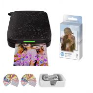 [아마존베스트]TUDAK HP Sprocket Photo Printer (2nd Edition) Instantly Print Social Media Photos on 2x3 Sticky-Backed Paper (Black) + Photo Paper (50 Sheets) + USB Cable + 60 Decorative Stick-On Border